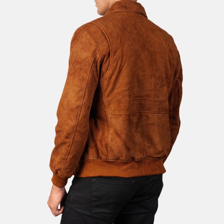 Mens Coffmen Brown Suede A2 Bomber Jacket Tilted Back-8-1720092100892